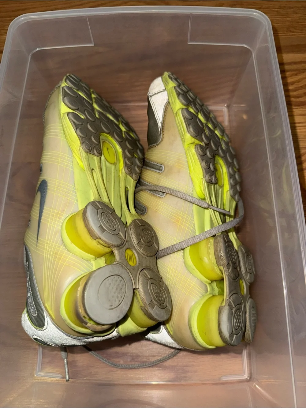Rare Vintage Nike Shox Yellow Grey Silver
